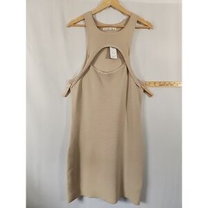 Abercrombie Fitch Ribbed Cutout Tank Dress Nude Knit Sleeveless‎ Midi Women LT